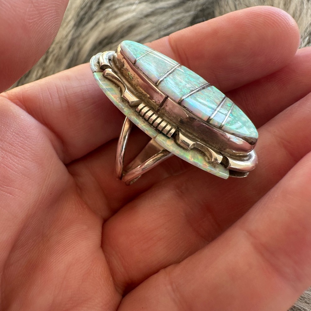 Sterling Silver Signed Native American Ring With … - image 4